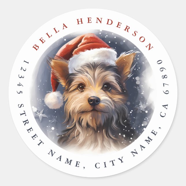 Christmas Yorkshire Terrier Round Stickers (Vorderseite)