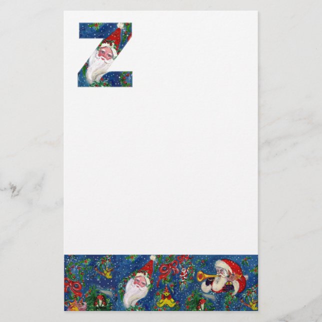 CHRISTMAS Z SCHREIBEN / SANTA CLAUS MIT ROtem RIBB Briefpapier (Vorderseite)