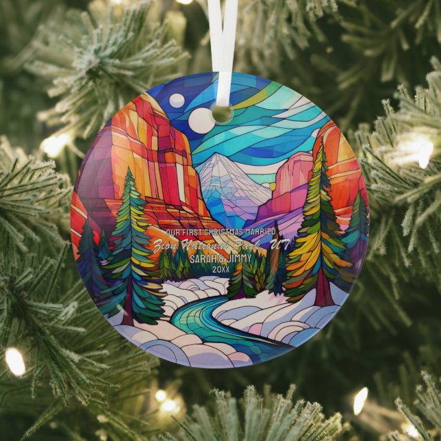 Christmas Zion Utah Verheiratetes Glass Couple Ornament Aus Glas (InSitu)