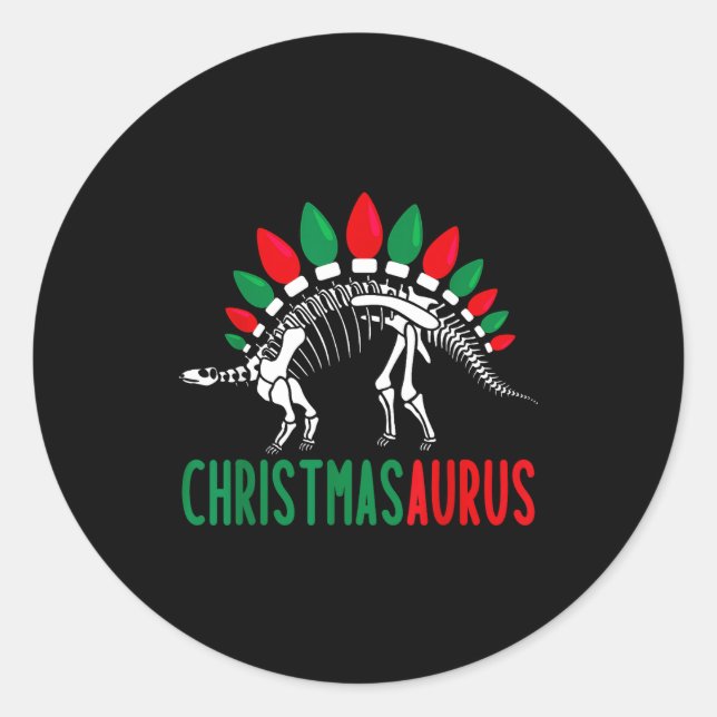 Christmasaurus Süßer Weihnachts-Dinosaurier-Baum R Runder Aufkleber (Vorderseite)