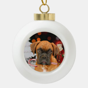 Christmasn Boxer Hunderunde Verzierung Keramik Kugel-Ornament
