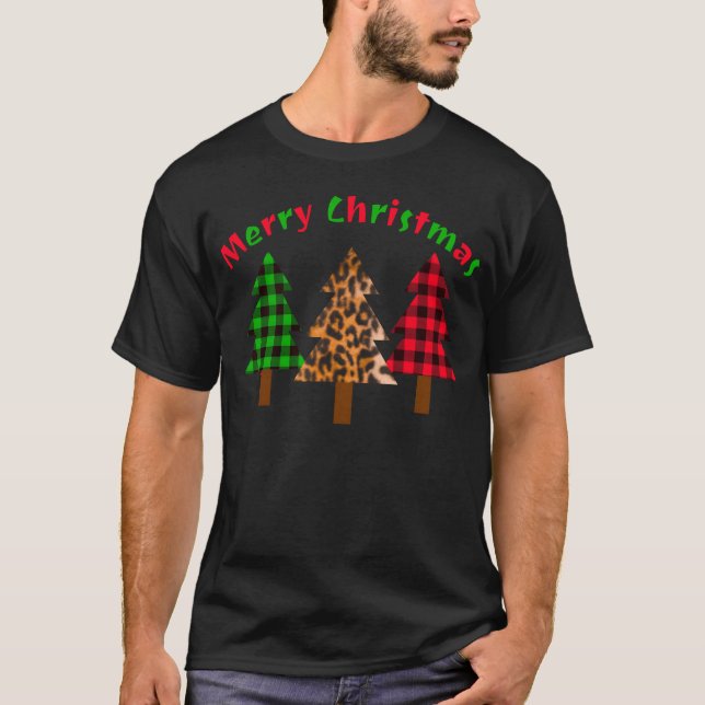 Christmasree Frohe Weihnachten Karierte Weihnachts T-Shirt (Vorderseite)