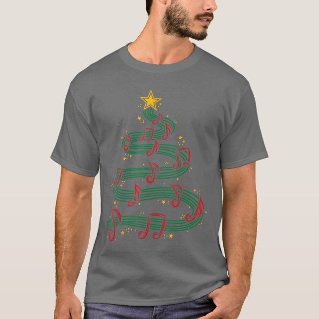 Christmasree Musical Notes Song Musician Sing Caro T-Shirt (Vorderseite)