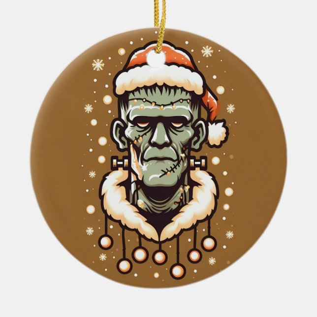 Christmassy Frankenstein Keramik Ornament (Vorne)