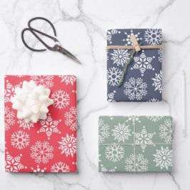 Christmast Snowflake Red Green Blue Pattern Geschenkpapier Set