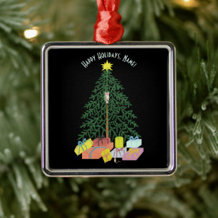 Christmast Tree Square Ornament Aus Metall