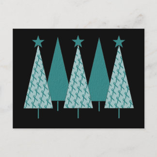 Christmast Trees Aquamarin Ribbon - Eierstockkrebs Feiertagspostkarte