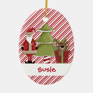 Christmastime Sankt Baum-Teddybär-Geschenk Keramikornament