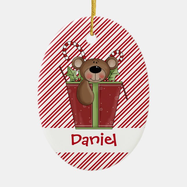 Christmastime Süßigkeit Stripes Keramik Ornament (Vorne)