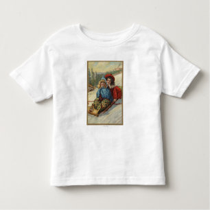 ChristmasTwo kleine Mädchen Sledding Kleinkind T-shirt