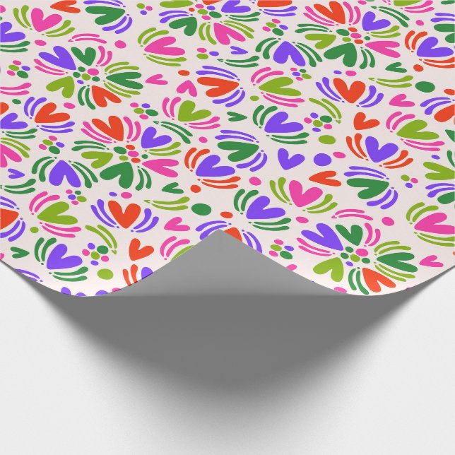 Christmasy Colorful Hearts and Polka dots Geschenkpapier (Ecke)