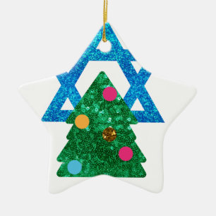 Christmukkah Chanukka Ssequin Keramik Ornament