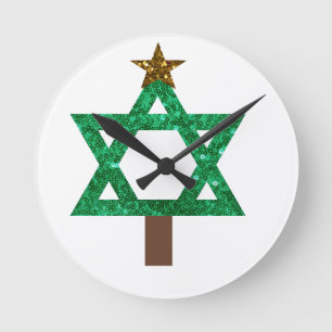 Christmukkah-Christbaum Runde Wanduhr