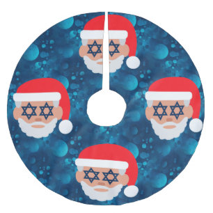 christmukkah santa emoji polyester weihnachtsbaumdecke