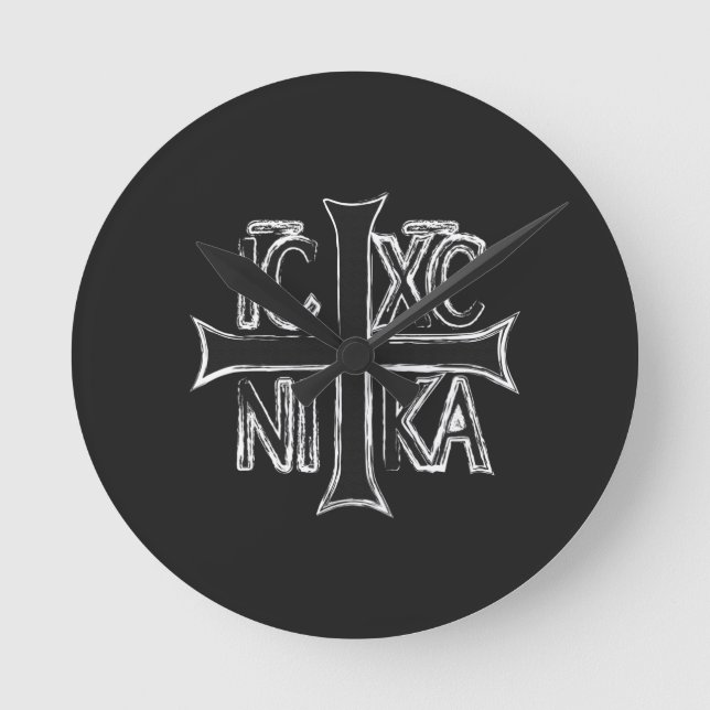 Christogram ICHC NIKA Runde Wanduhr (Vorderseite)