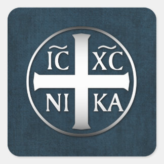 Christogram ICXC NIKA Jesus Conquers Quadratischer Aufkleber