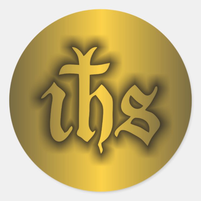 Christogram (IHS) Gold Runder Aufkleber (Vorderseite)