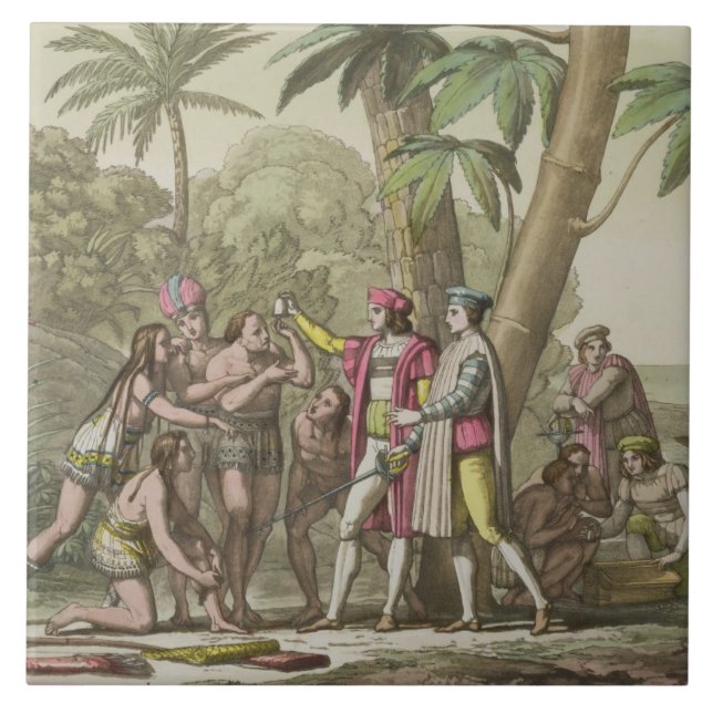 Christoph Kolumbus (1451-1506) mit gebürtigem Fliese (Vorderseite)