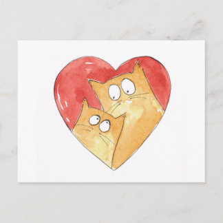 Christopher Cat und Hugh im Herzen Postkarte