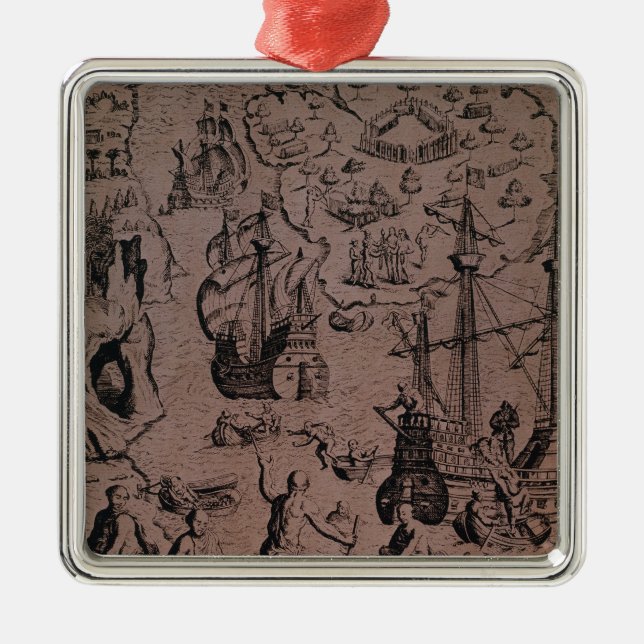 Christopher Colombus, der die Inseln entdeckt Ornament Aus Metall (Vorne)