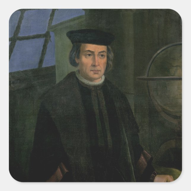 Christopher Columbus Quadratischer Aufkleber (Vorderseite)