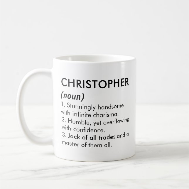 Christopher Name, Bearbeitbarer Name, Benutzerdefi Kaffeetasse (Links)