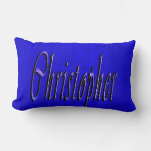Christopher, Name, Logo, auf Blue Mosaic, Lendenkissen