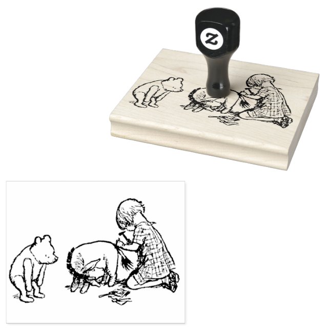 Christopher Robin befestigt Eeyore's Schwanz Gummistempel (Stempel)