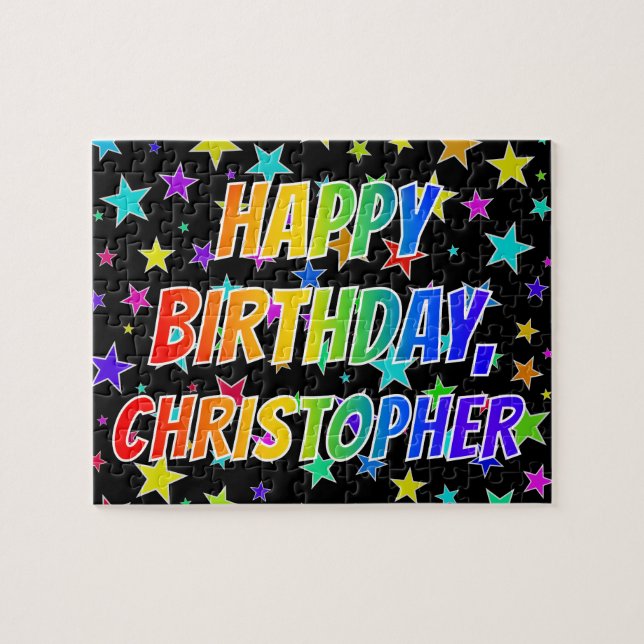 "CHRISTOPHER" Vorname, Fun "HAPPY BIRTHDAY" Puzzle (Horizontal)