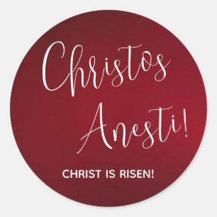 Christos Anesti! Christus ist Risen! Red Classic R Runder Aufkleber