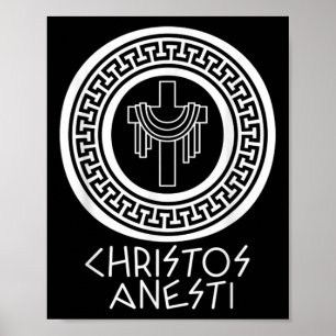 Christos Anesti Cross Jesus Egg Orthodox griechisc Poster
