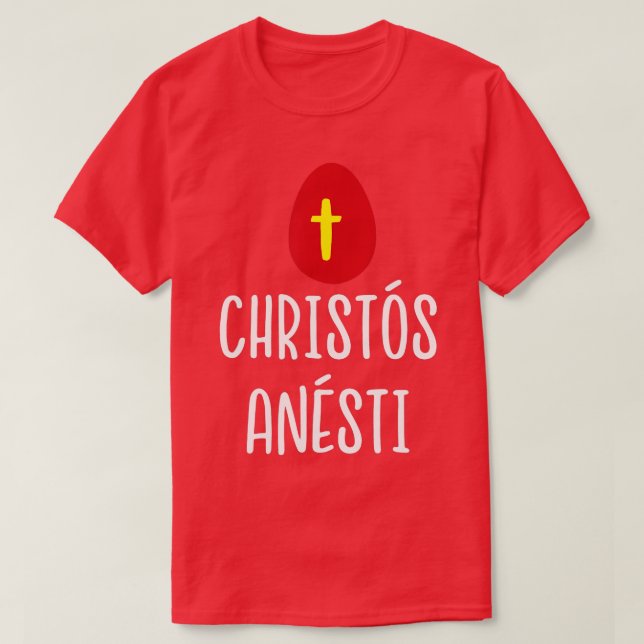 Christos Anesti Griechisches Osterrotes Ei mit Kre T-Shirt (Design vorne)