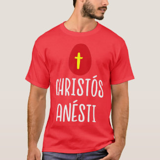Christos Anesti Griechisches Osterrotes Ei mit Kre T-Shirt