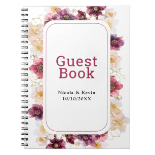 Christrose Florale Burgunder Hochzeitsgästebuch Notizblock
