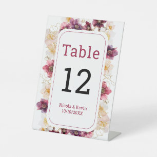 Christrose Florale Burgunder Hochzeitstisch-Nummer Sockelschild