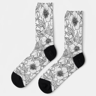 Christrosen in schwarz und weiß socken
