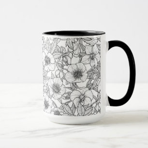 Christrosen in Schwarz und Weiß Tasse