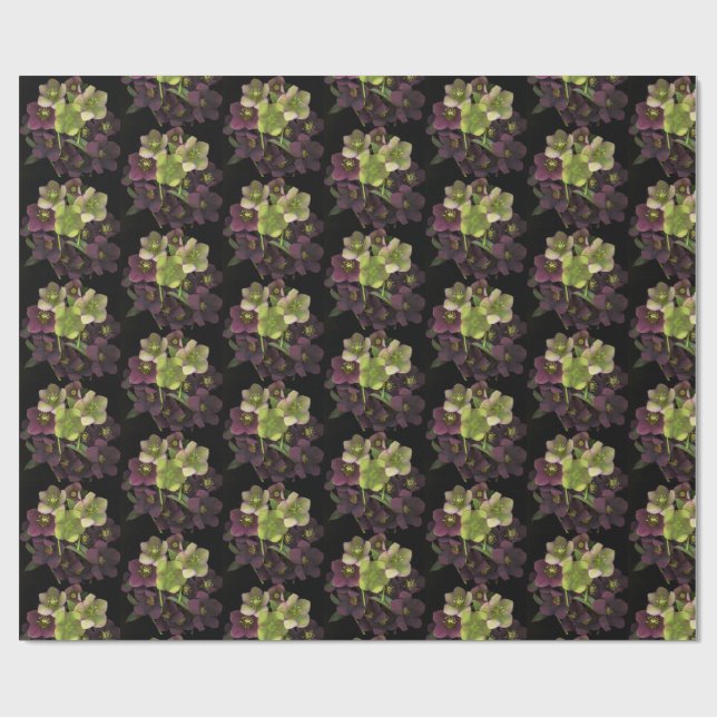 Christrosenblüten Botanisches Geschenkpapier (Flach)
