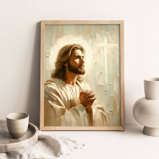 Christ's Prayer, Christian Painting, Jesus Portrai Poster