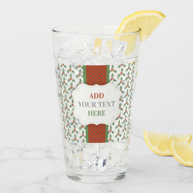Christsternenmuster Grüne Stechpalme Rote Beeren Glas (Rückseite Ice)