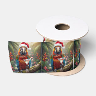 Christstollen-Papagei mit Martini-Cocktail Satinband