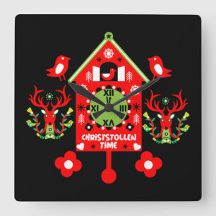 Christstollen Weihnachtsstollen Stollen Xmas Quadratische Wanduhr