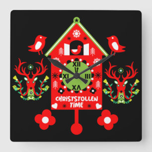 Christstollen Weihnachtsstollen Stollen Xmas Schür Quadratische Wanduhr