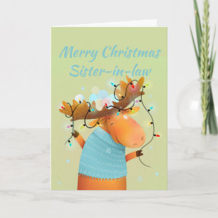 Christstress free moose Animal Sister in law Feiertagskarte