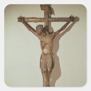 Christus am Kreuz, genannt "Le Devot Christ" Quadratischer Aufkleber