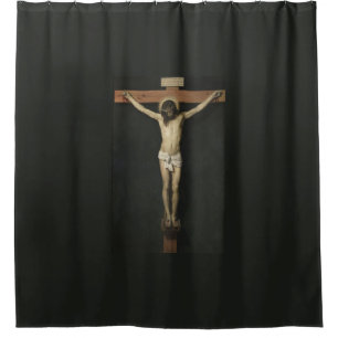 Christus am Kreuz (Glaube) (Velazquez) gekreuzigt Duschvorhang