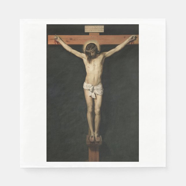 Christus am Kreuz (Glaube) (Velazquez) gekreuzigt Serviette (Vorderseite)