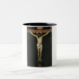 Christus am Kreuz (Glaube) (Velazquez) gekreuzigt Zweifarbige Tasse