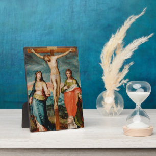 Christus am Kreuz mit Heiligen Fotoplatte