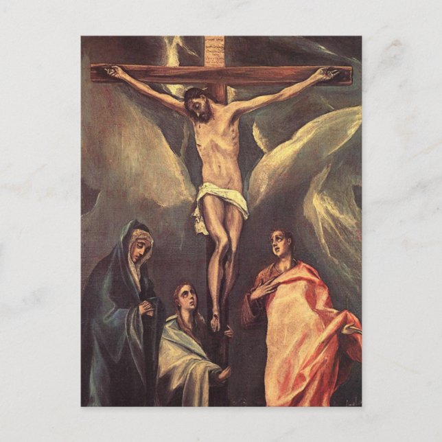 Christus am Kreuz mit zwei Maries von El Greco Po Postkarte (Vorderseite)